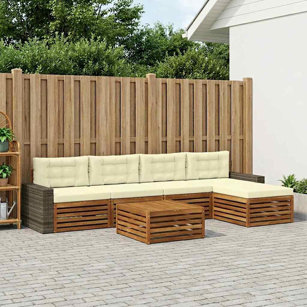 Udendørs sofagruppe 6 stk Naturlig og Fløde 79 x 79 x 37 cm