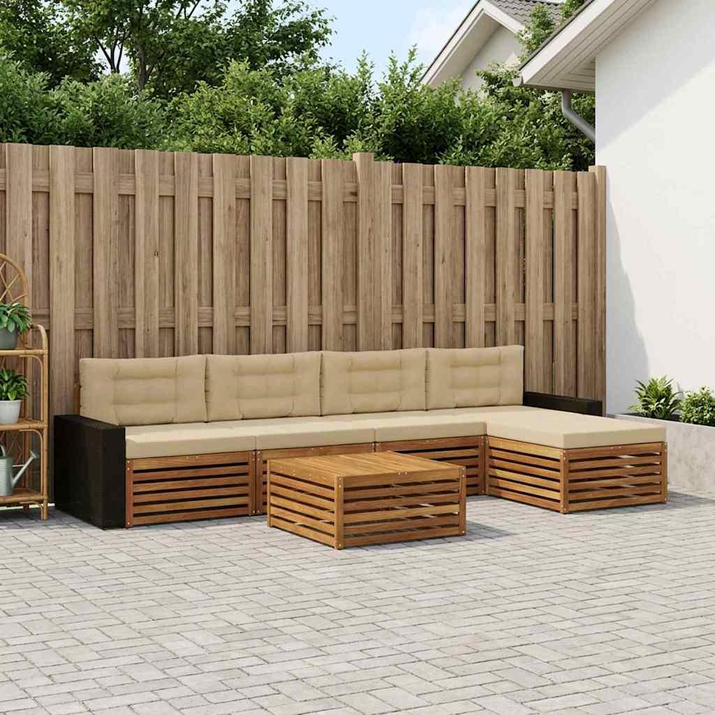 Udendørs sofagruppe 6 stk Naturlig og Beige 79 x 79 x 37 cm