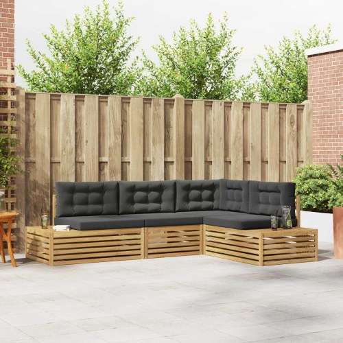 4 Stk Udendørs sofagruppe Polyester Hvid