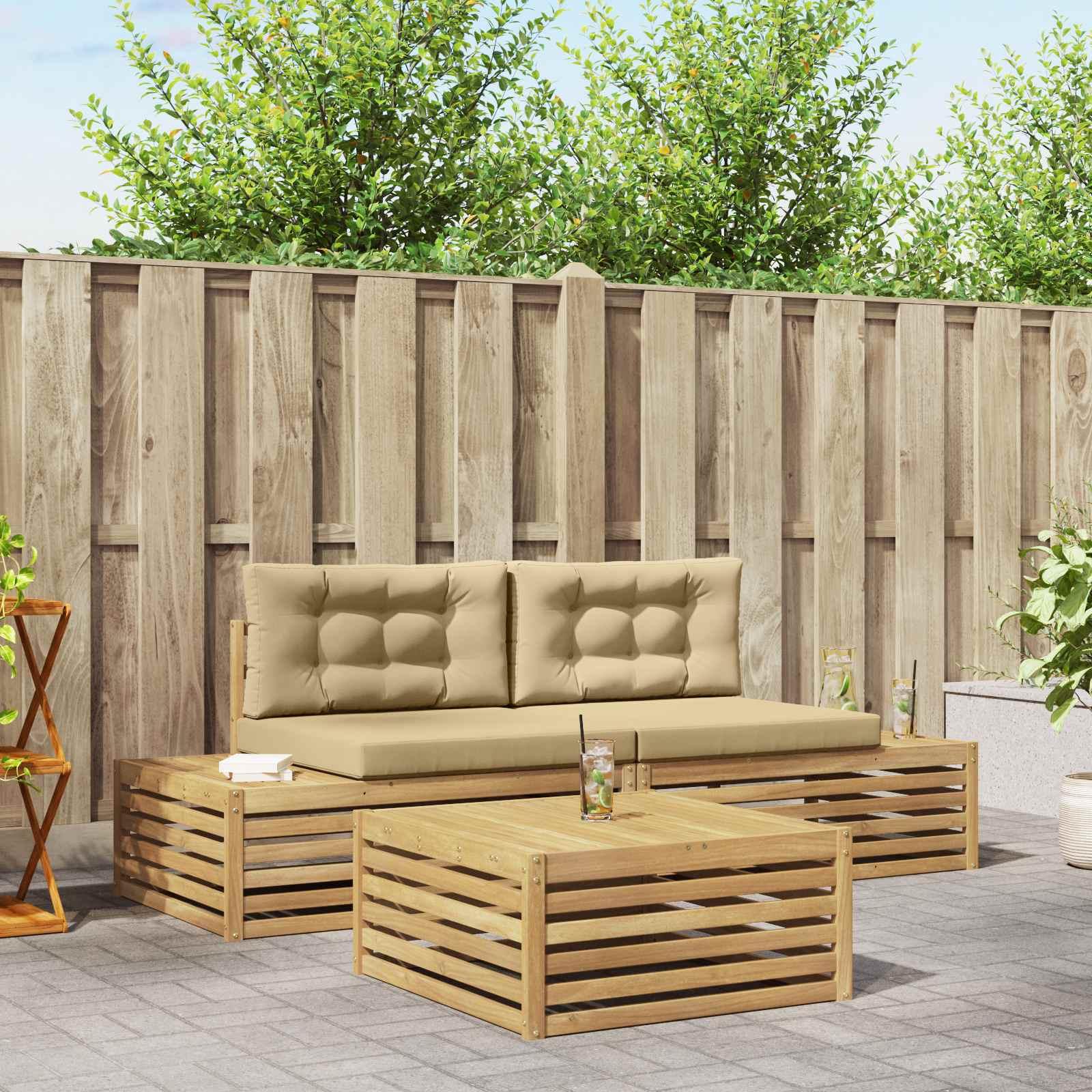 3 Stk Udendørs sofagruppe Polyester Hvid