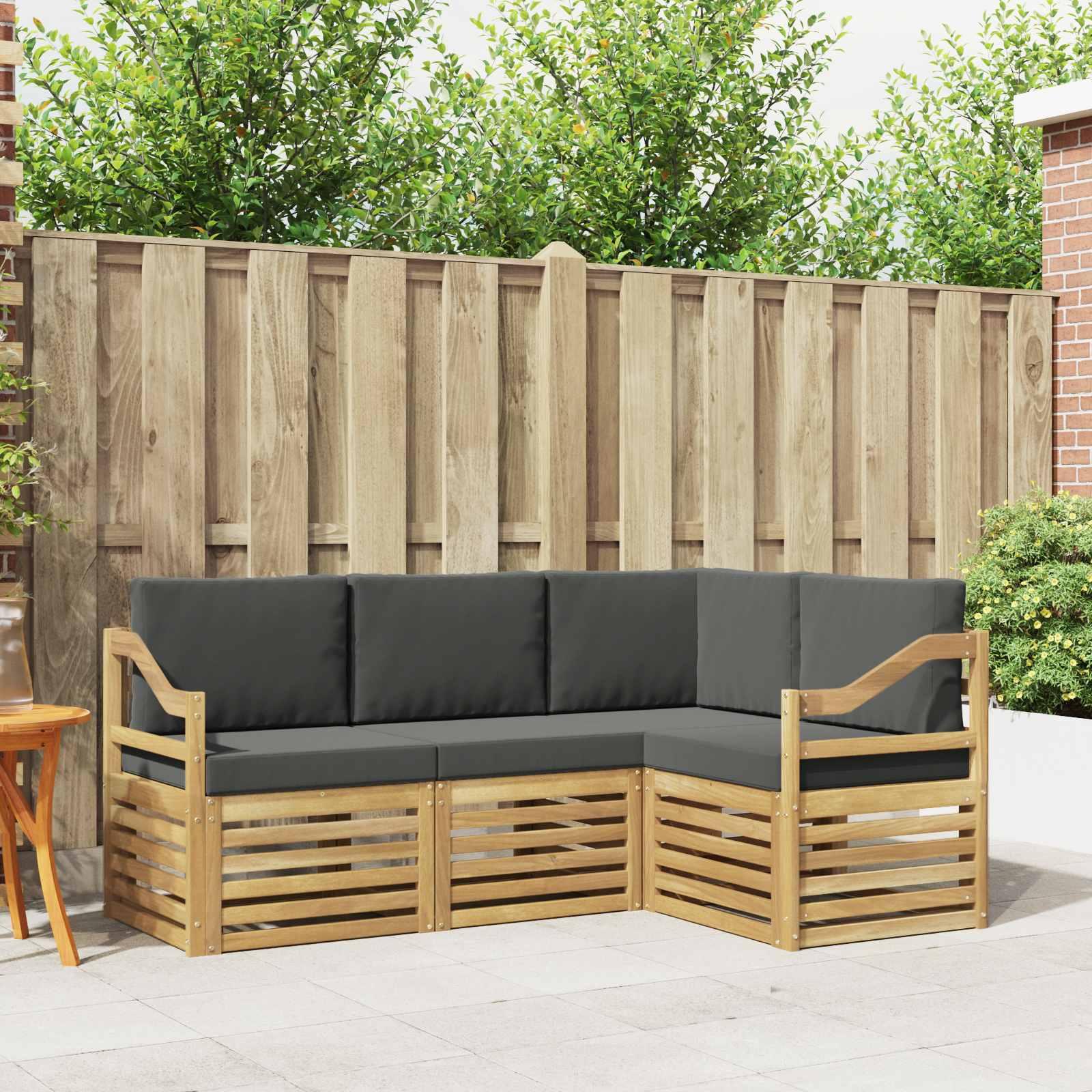 Sofasæt 4 stk Hvid og antracit 185,5 x 126,5 x 73 cm Polyester