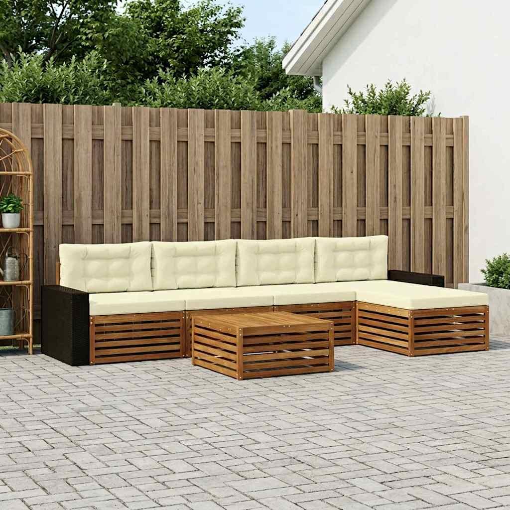 Udendørs sofagruppe 6 stk Naturlig og Fløde 79 x 79 x 37 cm