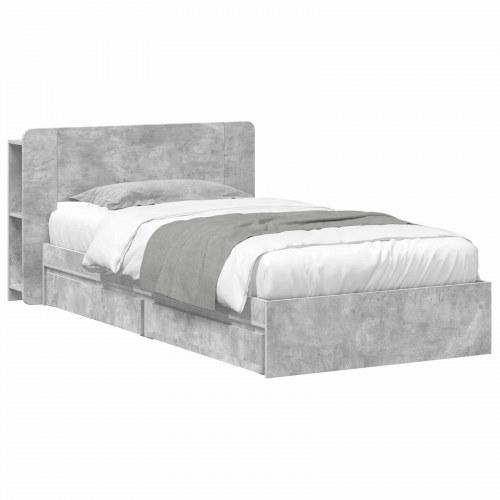 Sengestel med opbevaring Betongrå 75 x 190 cm Konstrueret træ