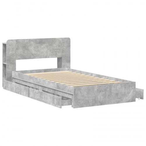 Sengestel med opbevaring Betongrå 75 x 190 cm Konstrueret træ