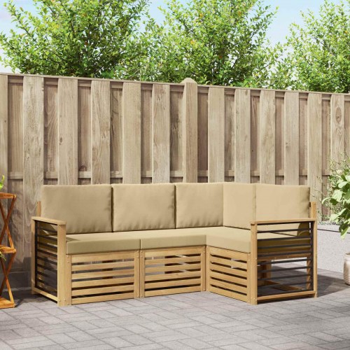Sofasæt 4 stk Hvid og Beige 187,5 x 128,5 x 73 cm Polyester