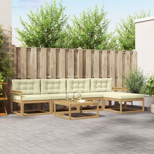 Udendørs sofagruppe 6 stk Hvid og cremefarvet 79 x 79 x 37 cm