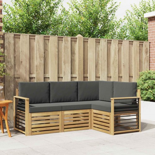 Sofasæt 4 stk Hvid og antracit 187,5 x 128,5 x 73 cm Polyester