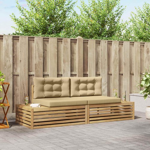 Udendørs sofagruppe med pude Hvid 230,5 x 83 x 73 cm Polyester