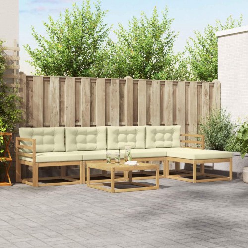 Udendørs sofagruppe 6 stk Hvid og cremefarvet 79 x 79 x 37 cm