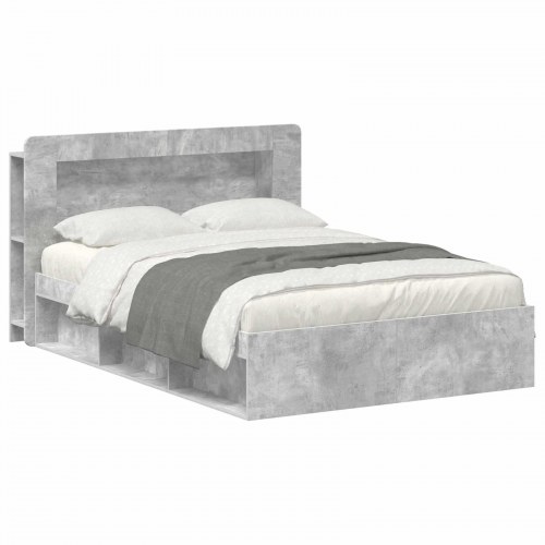 Sengestel med opbevaring Betongrå 140 x 190 cm Konstrueret træ