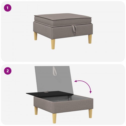 Sofa Puff med Opbevaring Gråbrun Stof