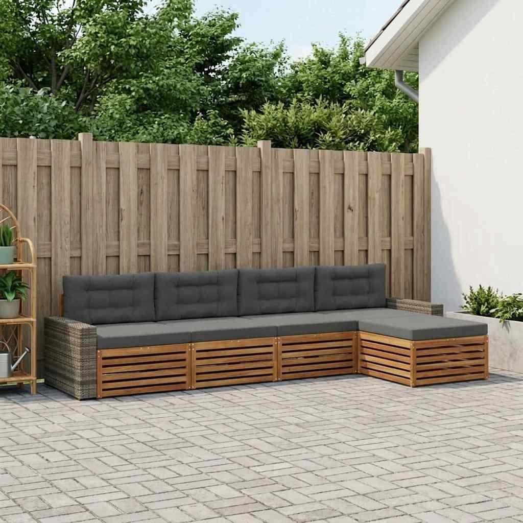 Udendørs sofagruppe 5 stk Naturlig og Antracit Polyester