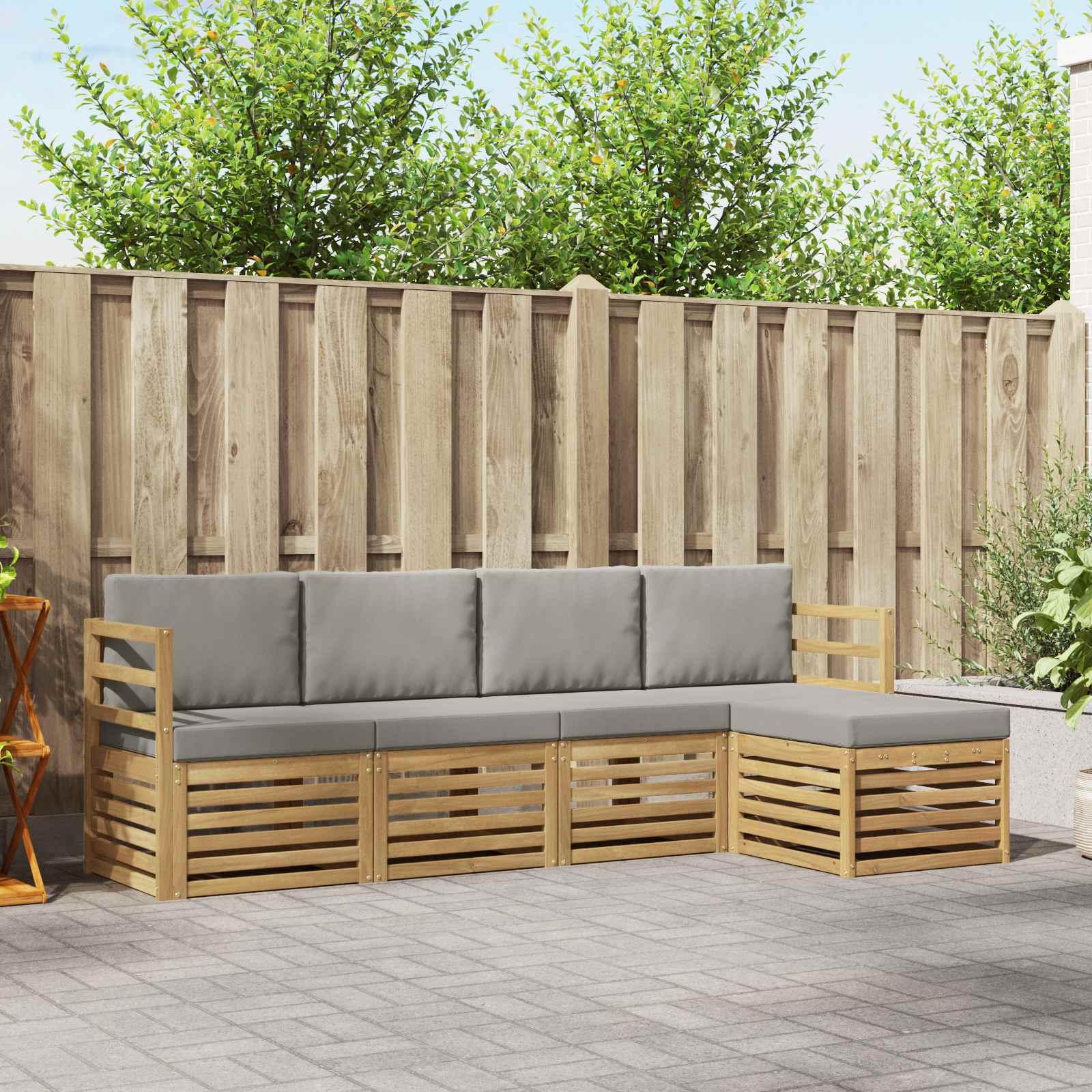 Udendørs sofagruppe 5 stk Hvid og lysegrå 245 x 122,5 x 73 cm