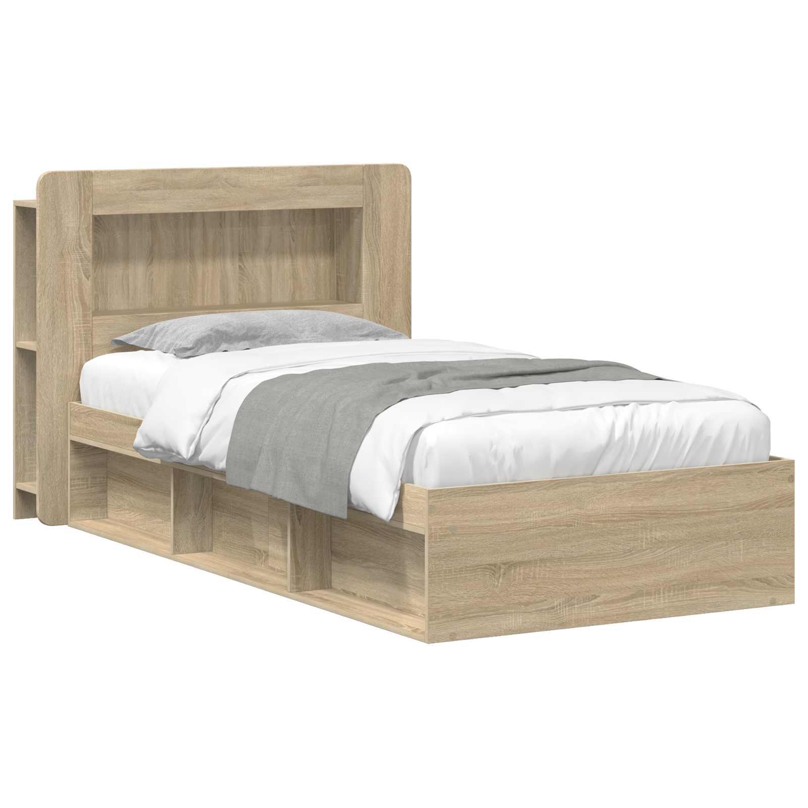 Sengestel med opbevaring Sonoma-eg 90 x 190 cm Konstrueret træ