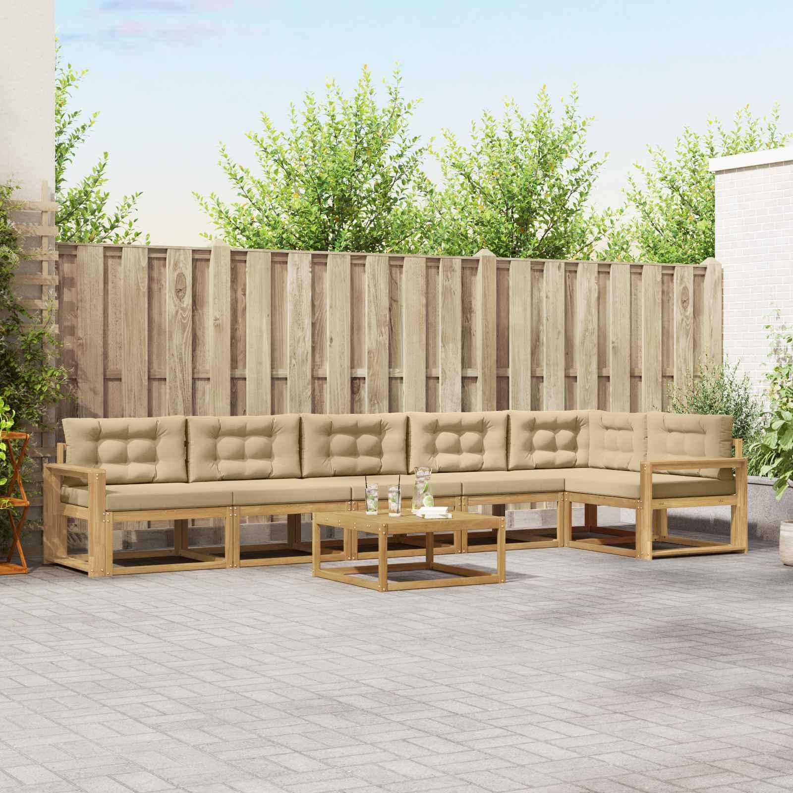 Udendørs sofagruppe 7 stk Hvid og Beige 79 x 79 x 37 cm