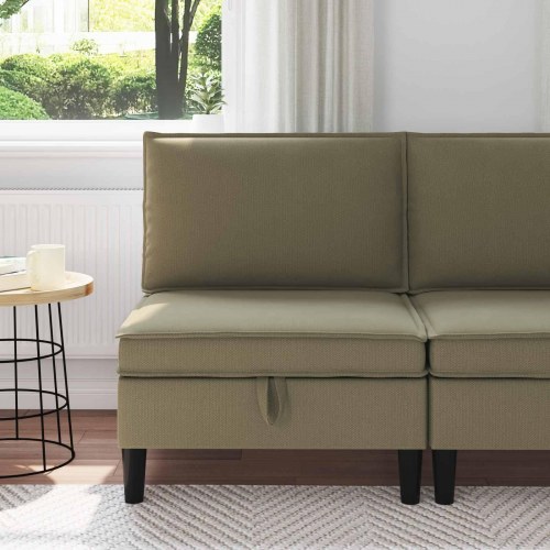 Mellem Sofa med Opbevaring Kakifarvet Fløjl