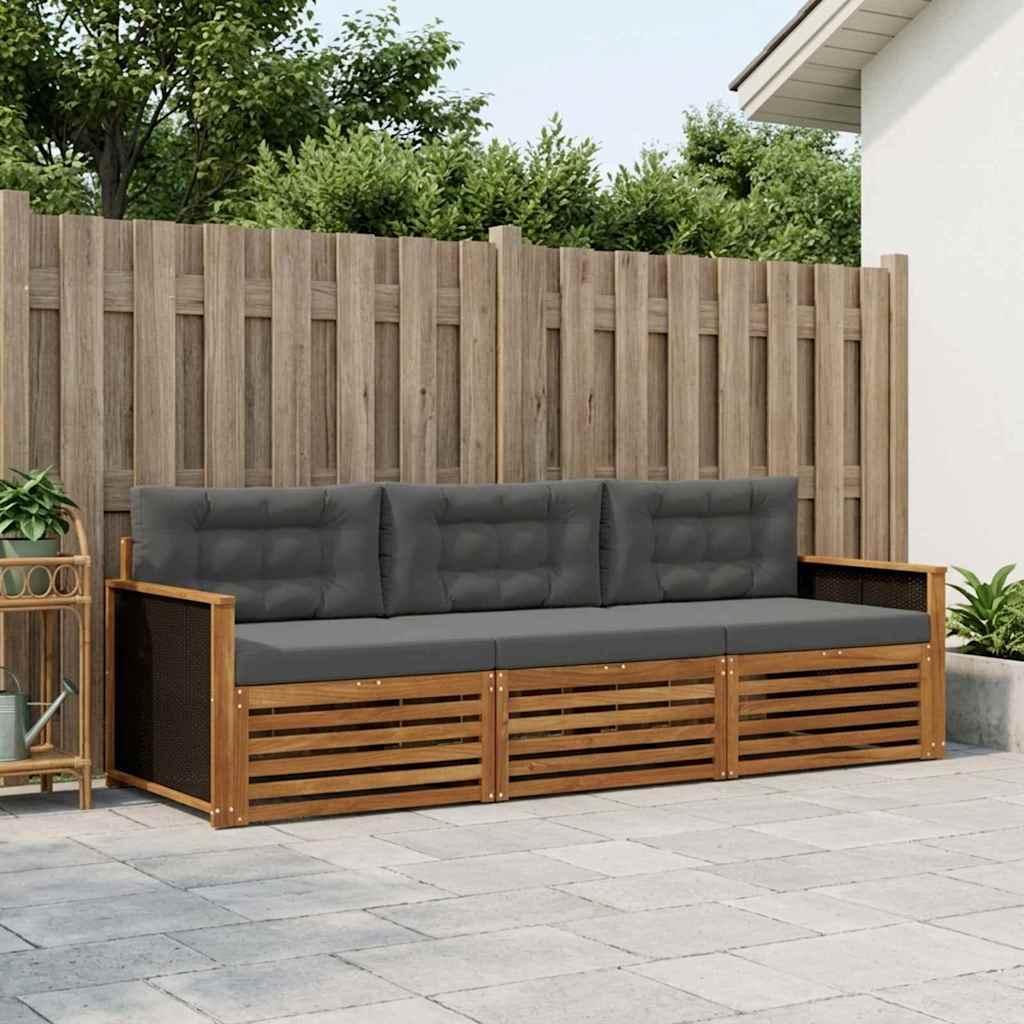 Udendørs sofagruppe 3 stk Naturlig og Antracit Polyester