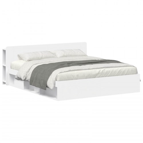 Sengestel med opbevaring Hvid 180 x 200 cm Konstrueret træ
