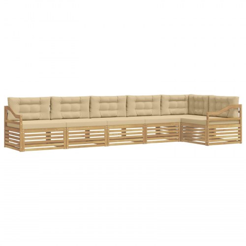 Udendørs sofagruppe 6 stk Hvid og Beige 404 x 166,5 x 73 cm