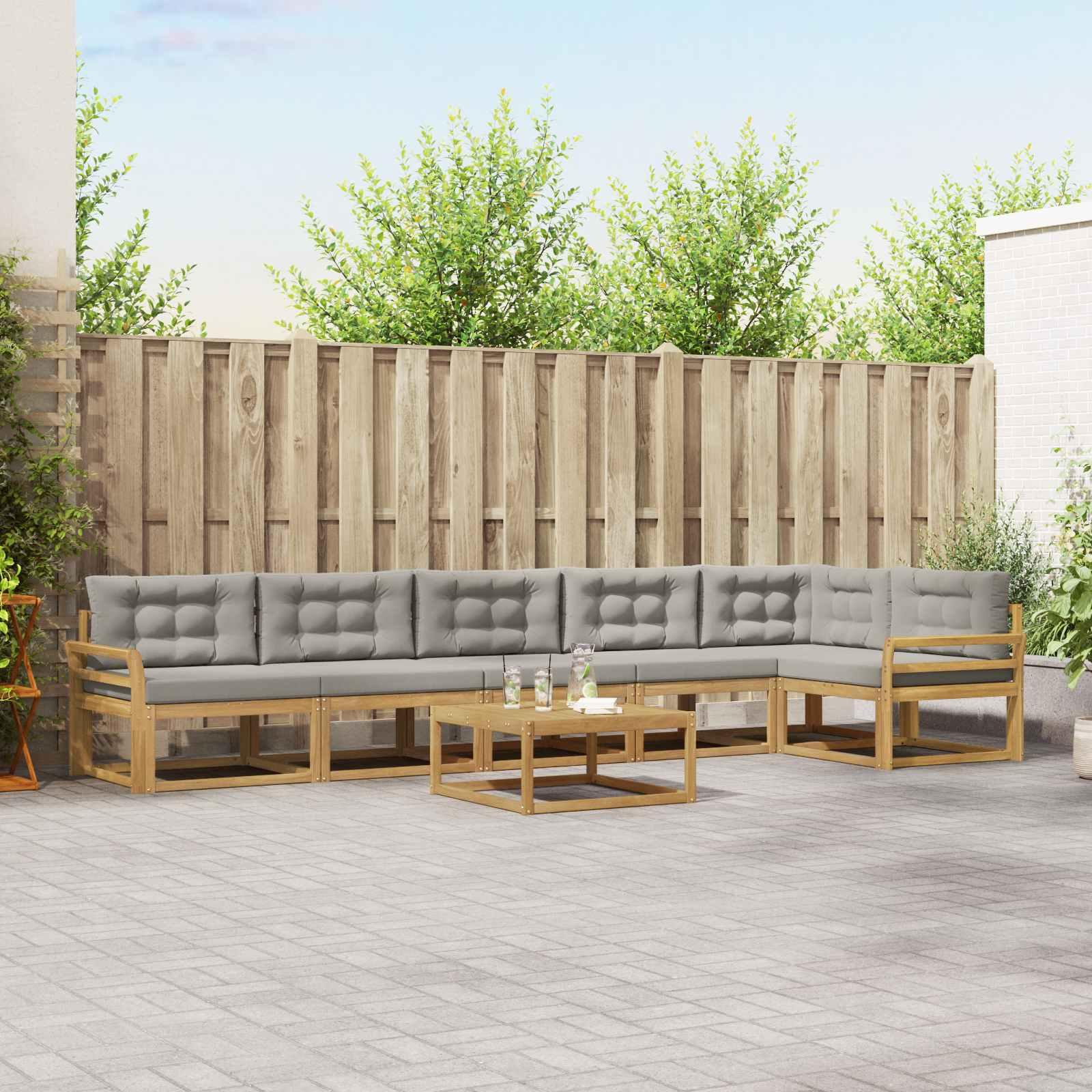 Udendørs sofagruppe 7 stk Hvid og lysegrå 79 x 79 x 37 cm