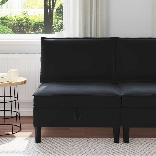 Midtersofa med opbevaring Sort Fløjl