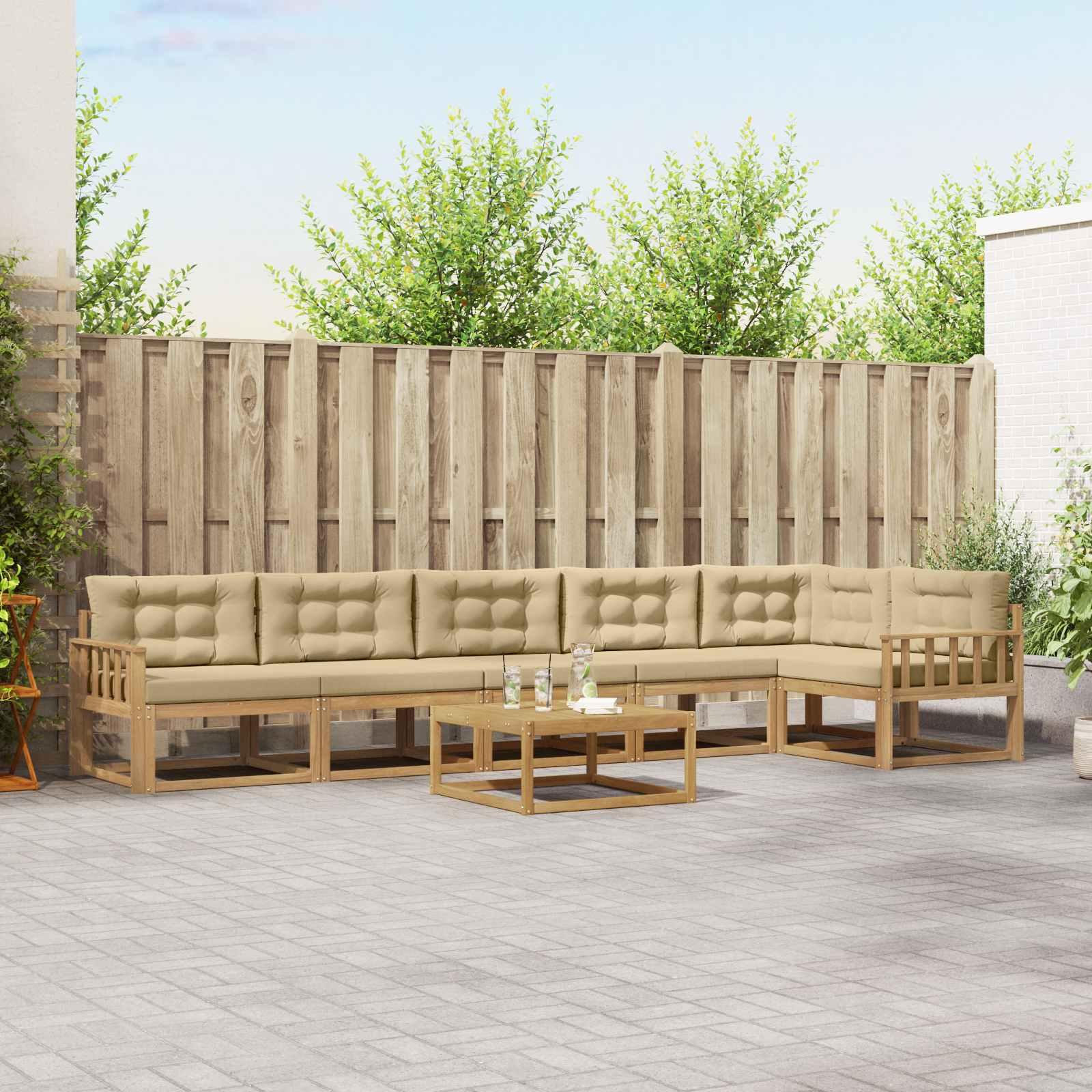 Udendørs sofagruppe 7 stk Hvid og Beige 79 x 79 x 37 cm