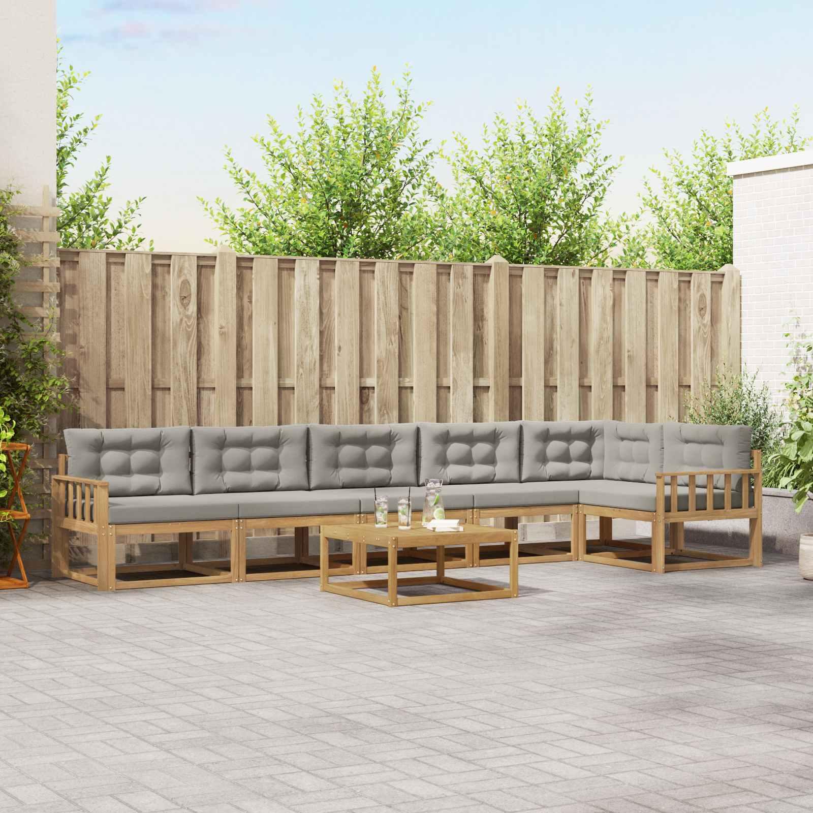 Udendørs sofagruppe 7 stk Hvid og lysegrå 79 x 79 x 37 cm