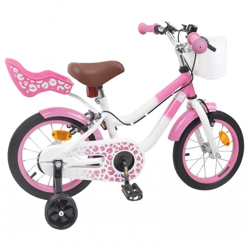 Børnecykel Med Trænehjul 16 tommer til 4-6 år gamle Lys pink