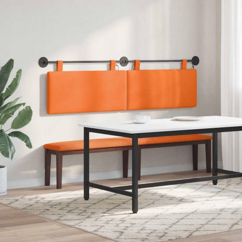 Hængende sengegavl Med LED-lys Orange Velourstof
