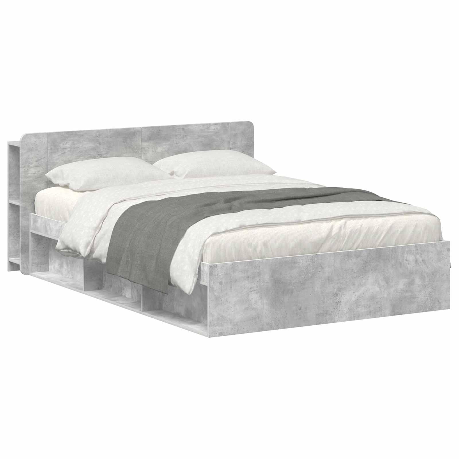 Sengestel med opbevaring Betongrå 140 x 190 cm Konstrueret træ