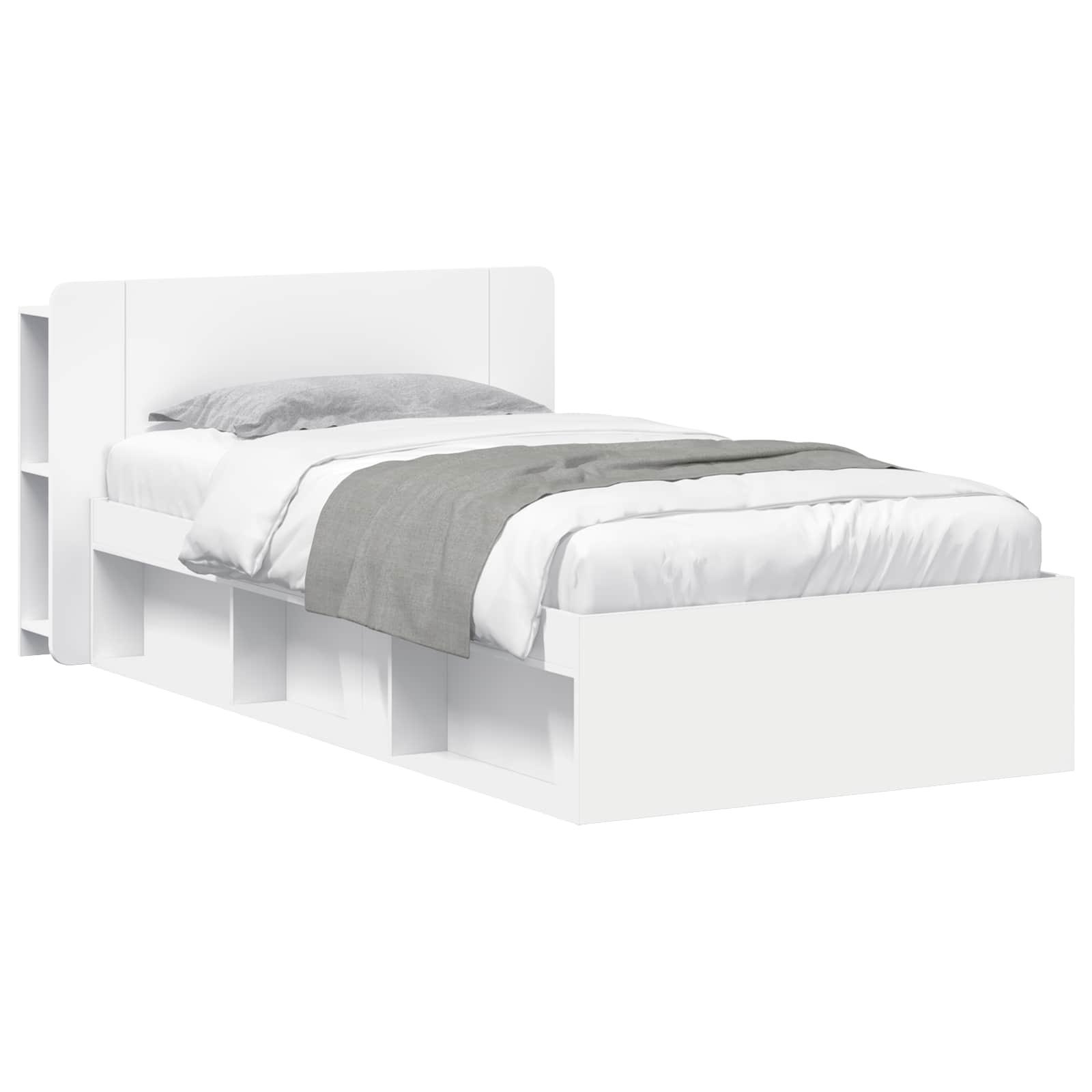 Sengestel med opbevaring Hvid 100 x 200 cm Konstrueret træ