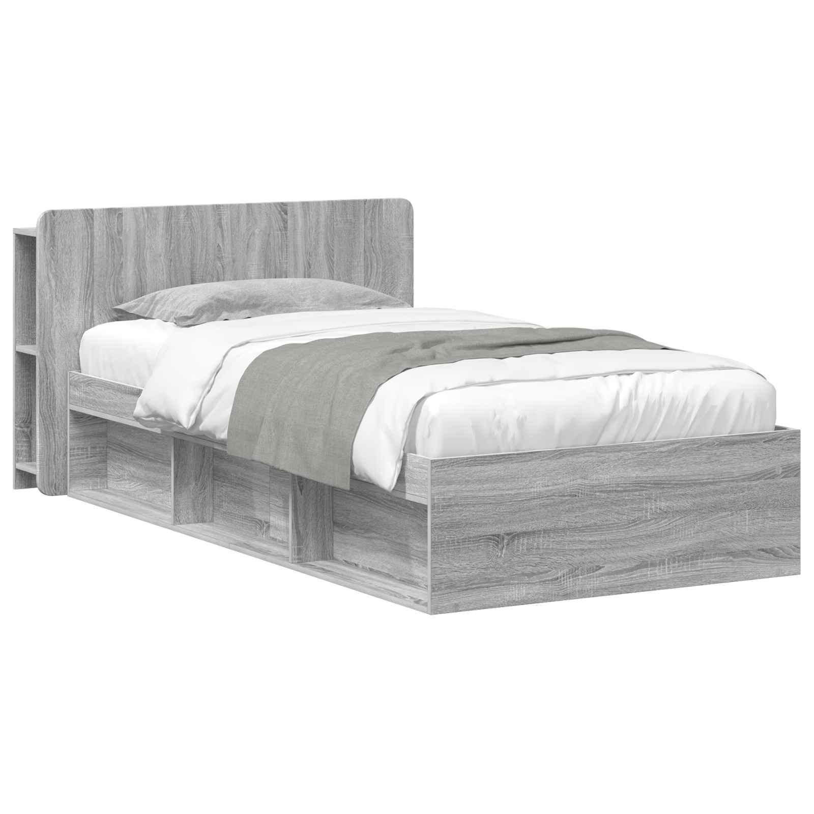 Sengestel med opbevaring med hovedgærde Grå Sonoma 100 x 200 cm