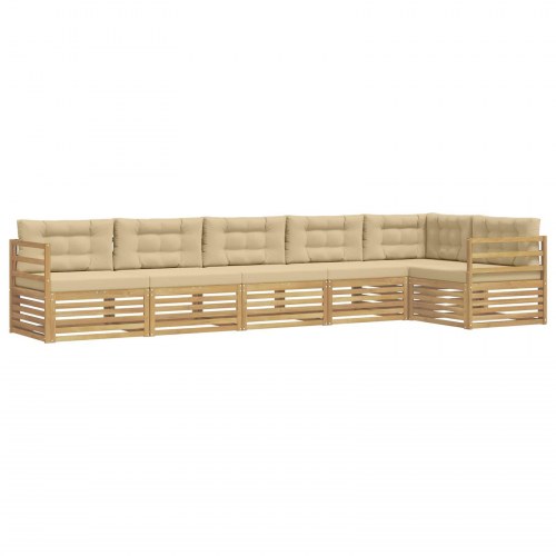 Udendørs sofagruppe 6 stk Hvid og Beige 404 x 166,5 x 73 cm