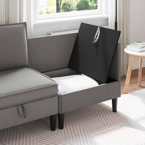 Hjørne Sofa med Opbevaring Mørkegrå Fløjl