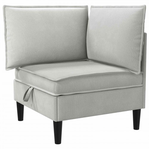 Hjørne Sofa med Opbevaring Lysegrå Fløjl