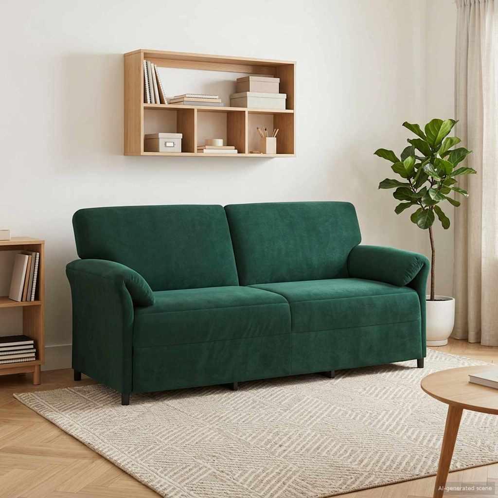 3-personers sofa Mørkegrøn 198 x 83 x 95 cm Fløjl