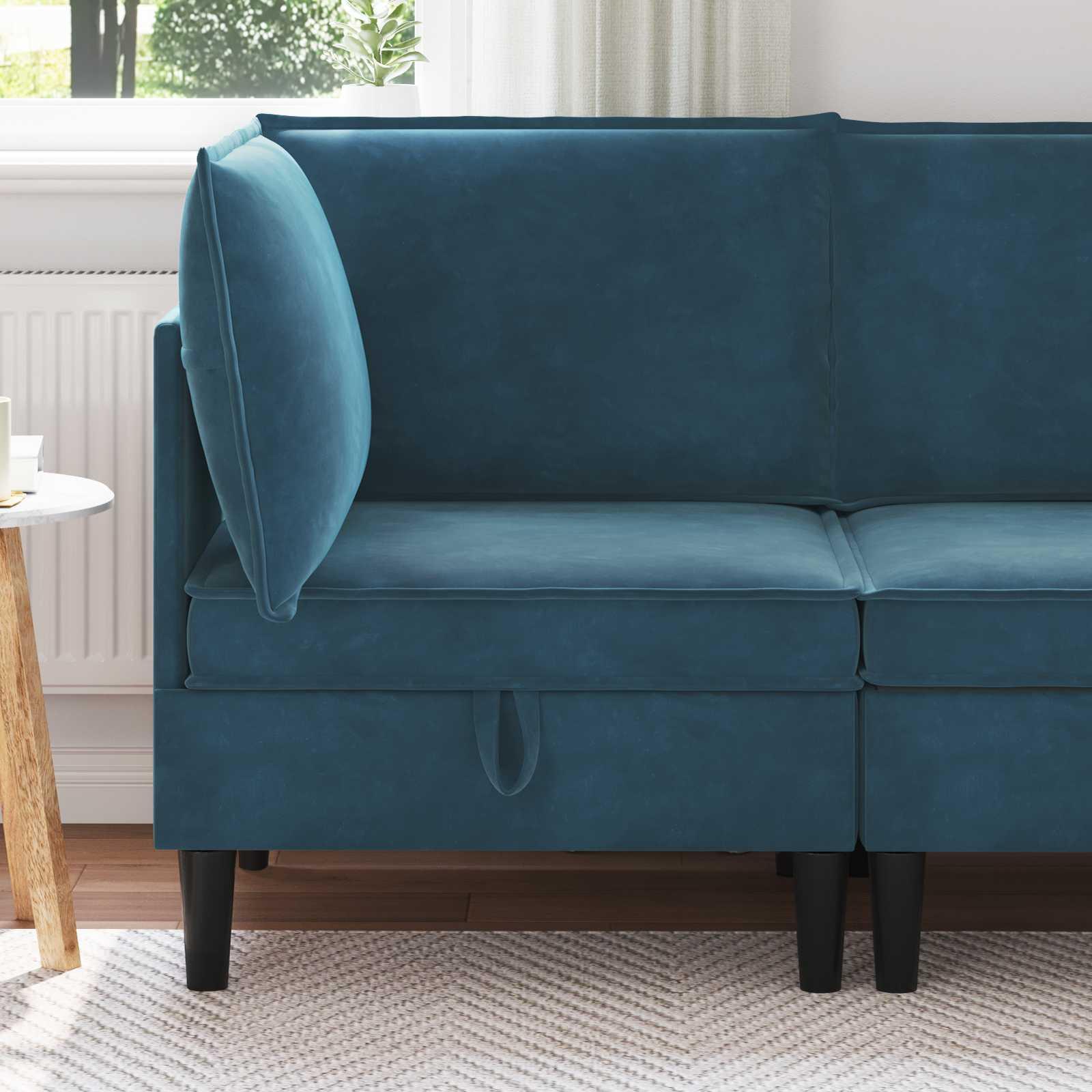 Sofa med opbevaring Blå Fløjl