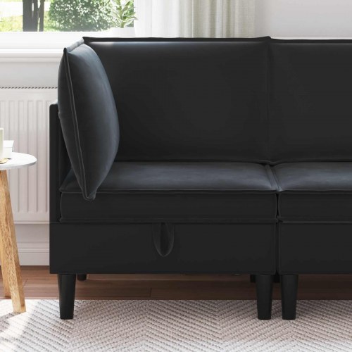 Sofa med opbevaring Sort Fløjl