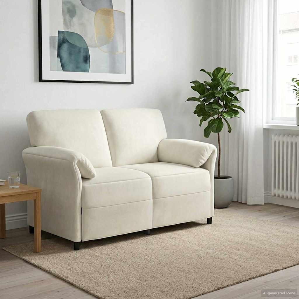 2-personers sofa Cremefarvet 138 x 83 x 95 cm Fløjl