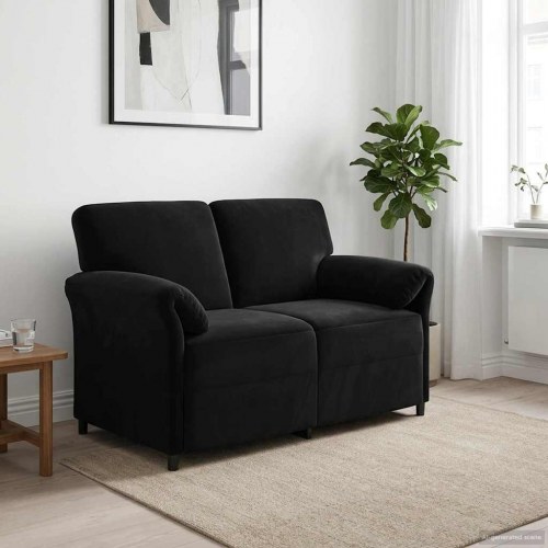 2-personers sofa Sort 138 x 83 x 95 cm Fløjl