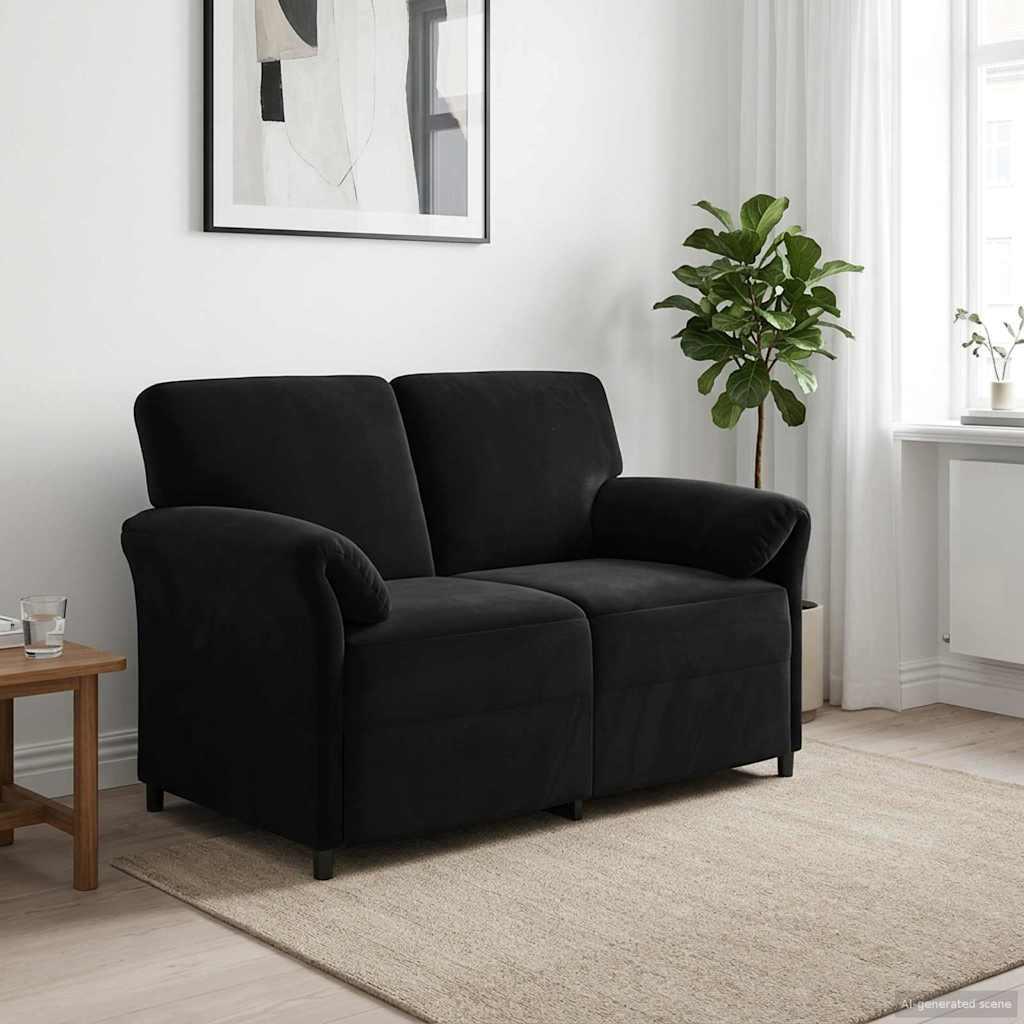 2-personers sofa Sort 138 x 83 x 95 cm Fløjl