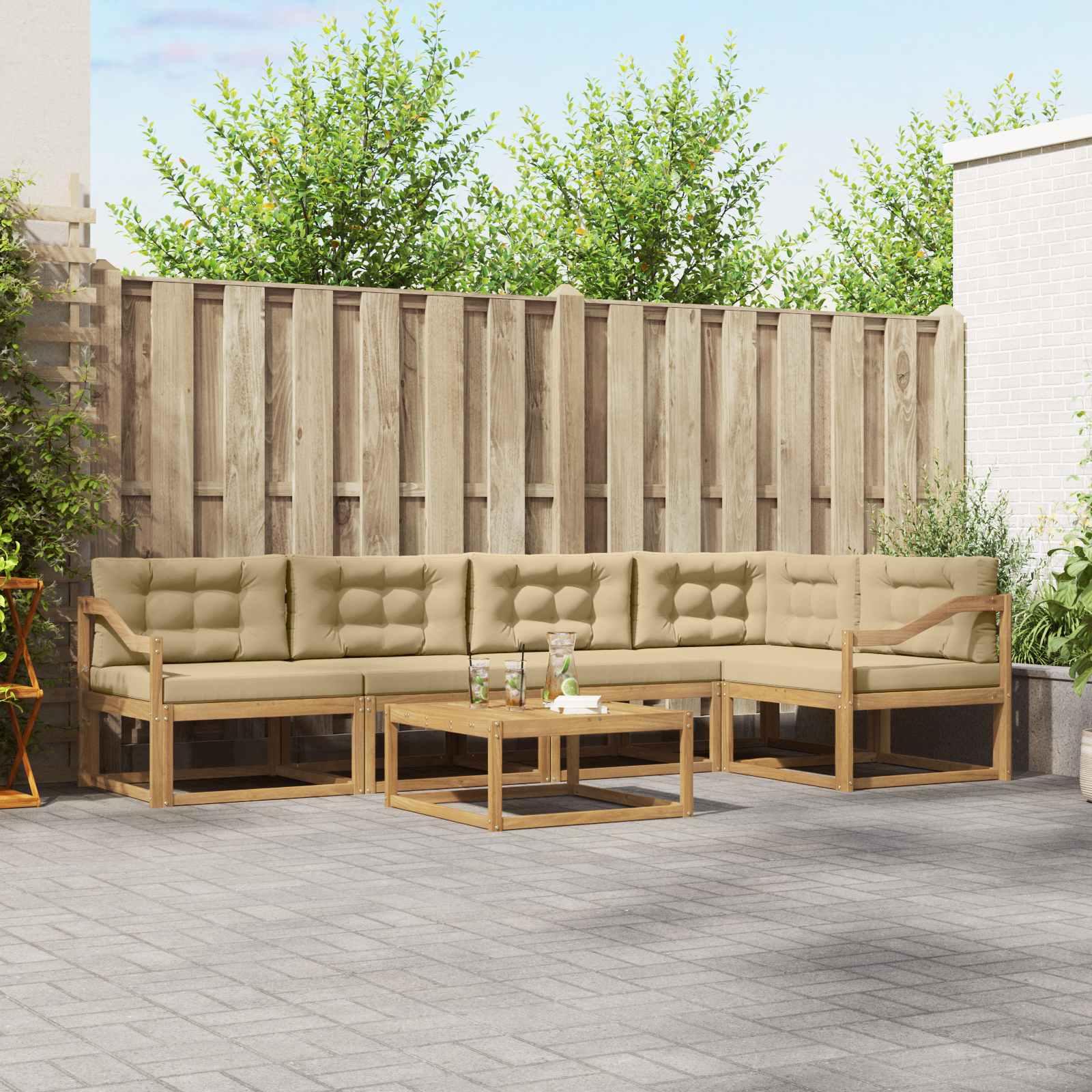 Udendørs sofagruppe 6 stk Hvid og Beige 79 x 79 x 37 cm