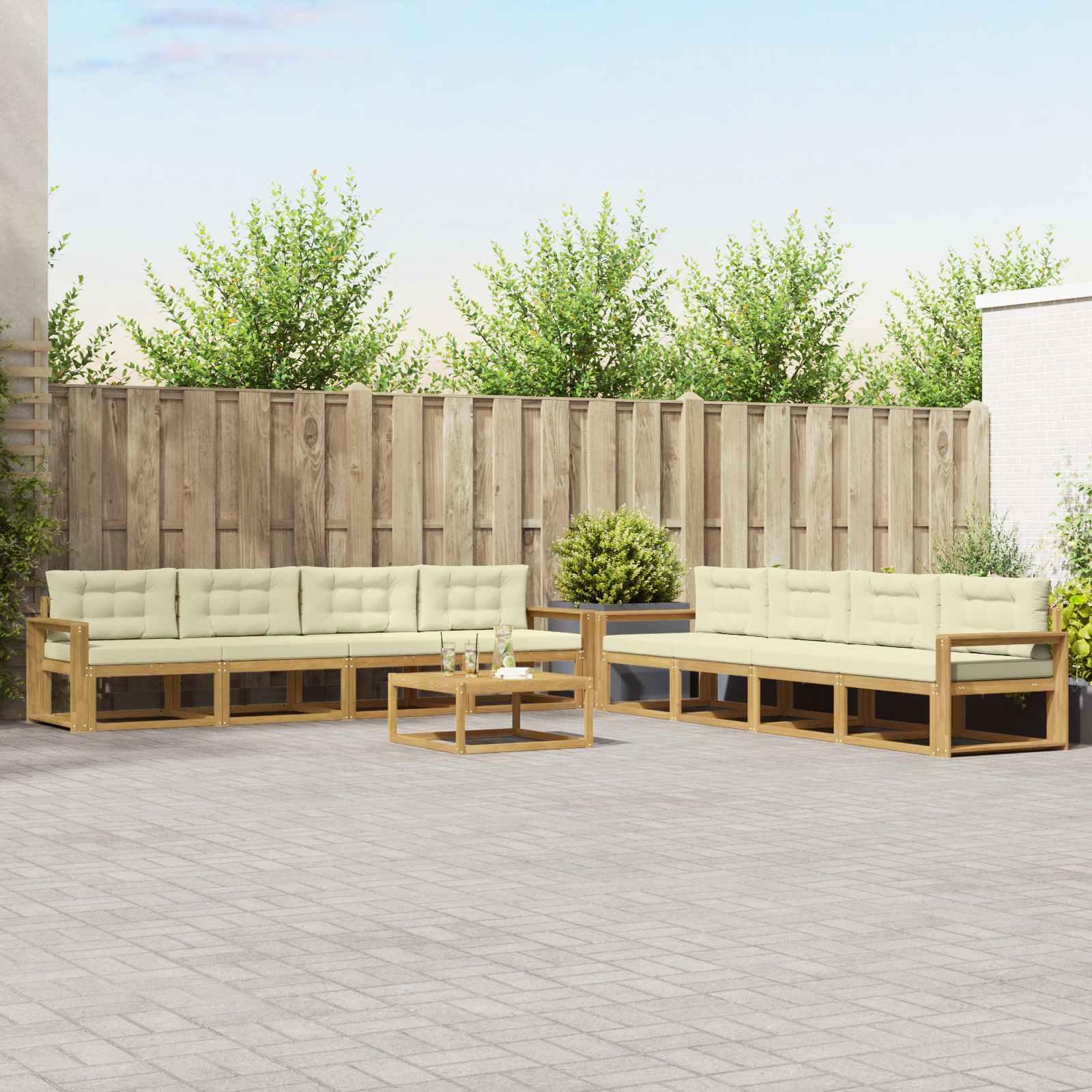Udendørs sofagruppe 9 stk Hvid og cremefarvet 79 x 79 x 37 cm