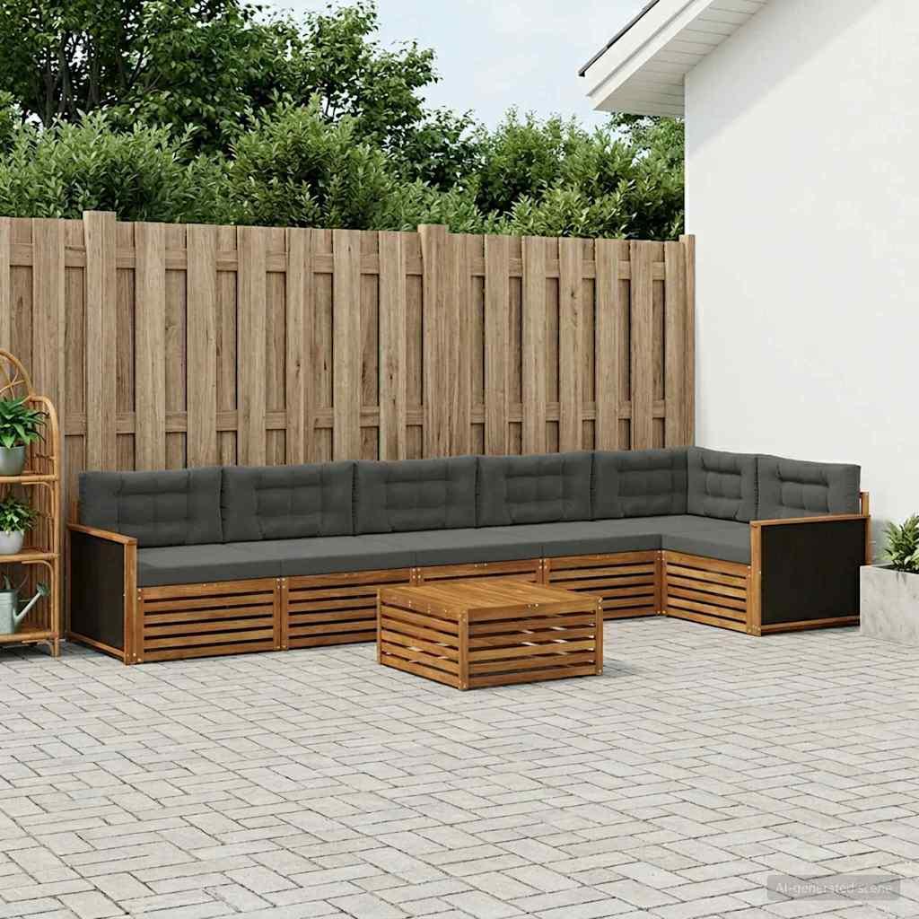 Udendørs sofagruppe 7 stk Naturlig og Antracit 79 x 79 x 37 cm