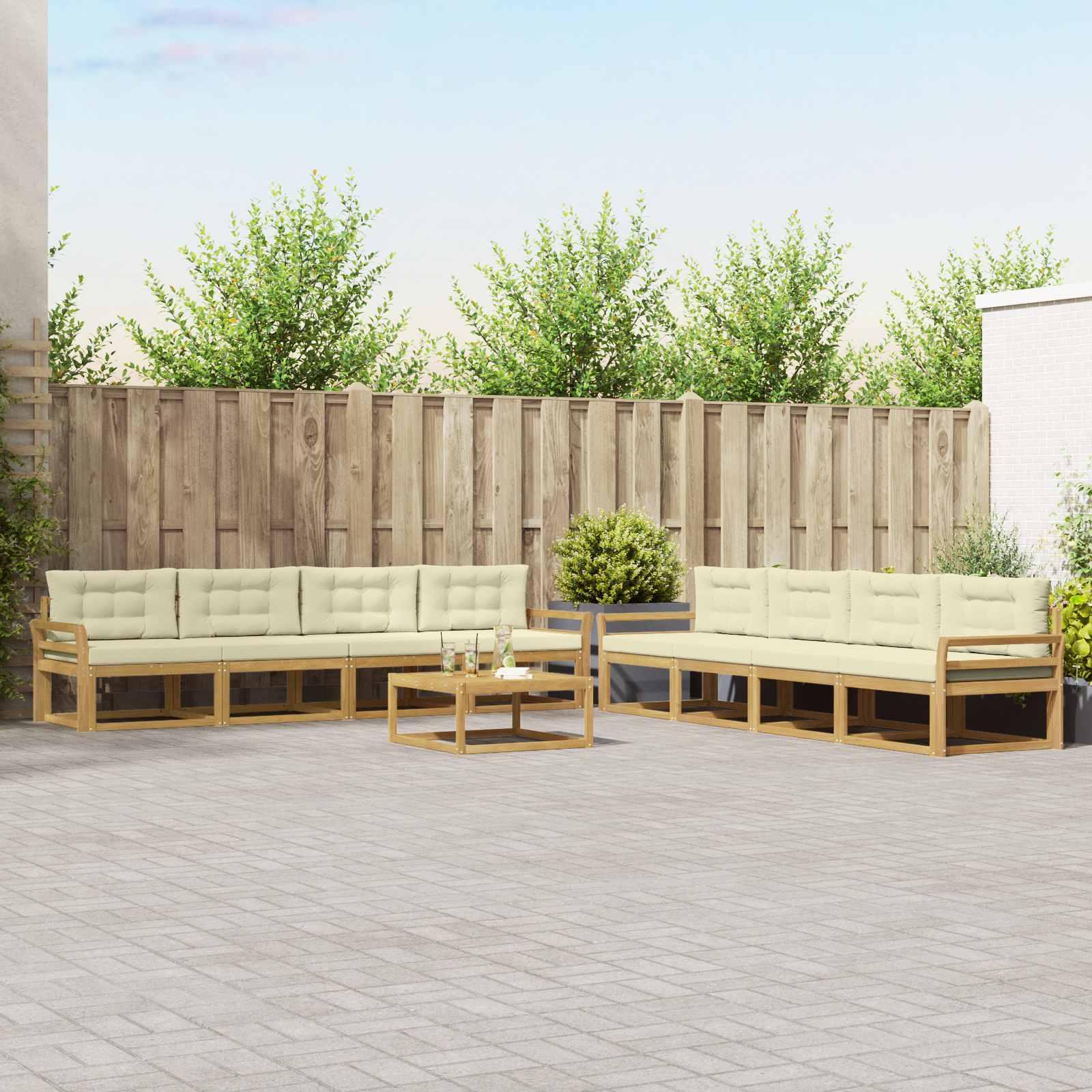 Udendørs sofagruppe 9 stk Hvid og cremefarvet 79 x 79 x 37 cm