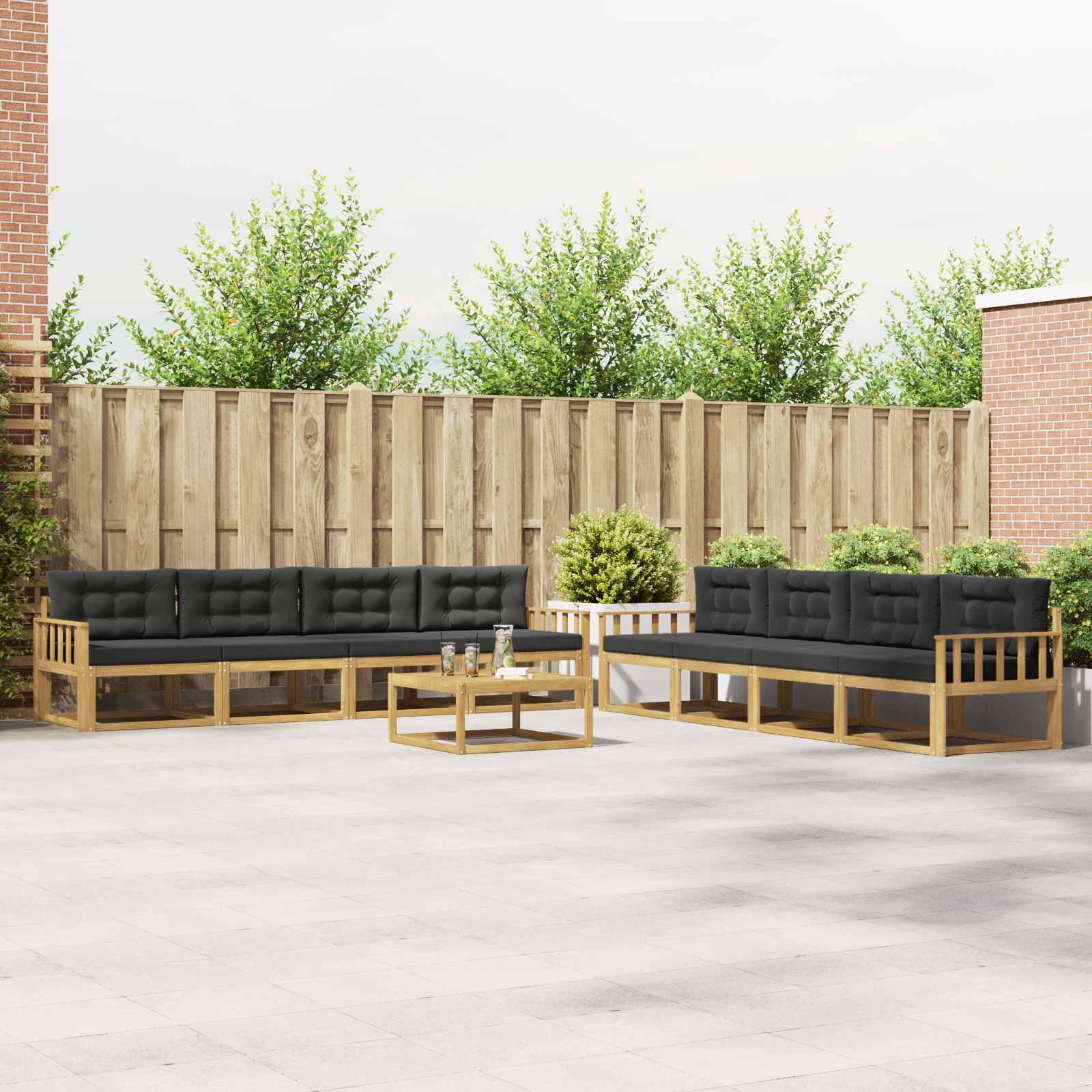 Udendørs sofagruppe 9 stk Hvid og antracit 79 x 79 x 37 cm