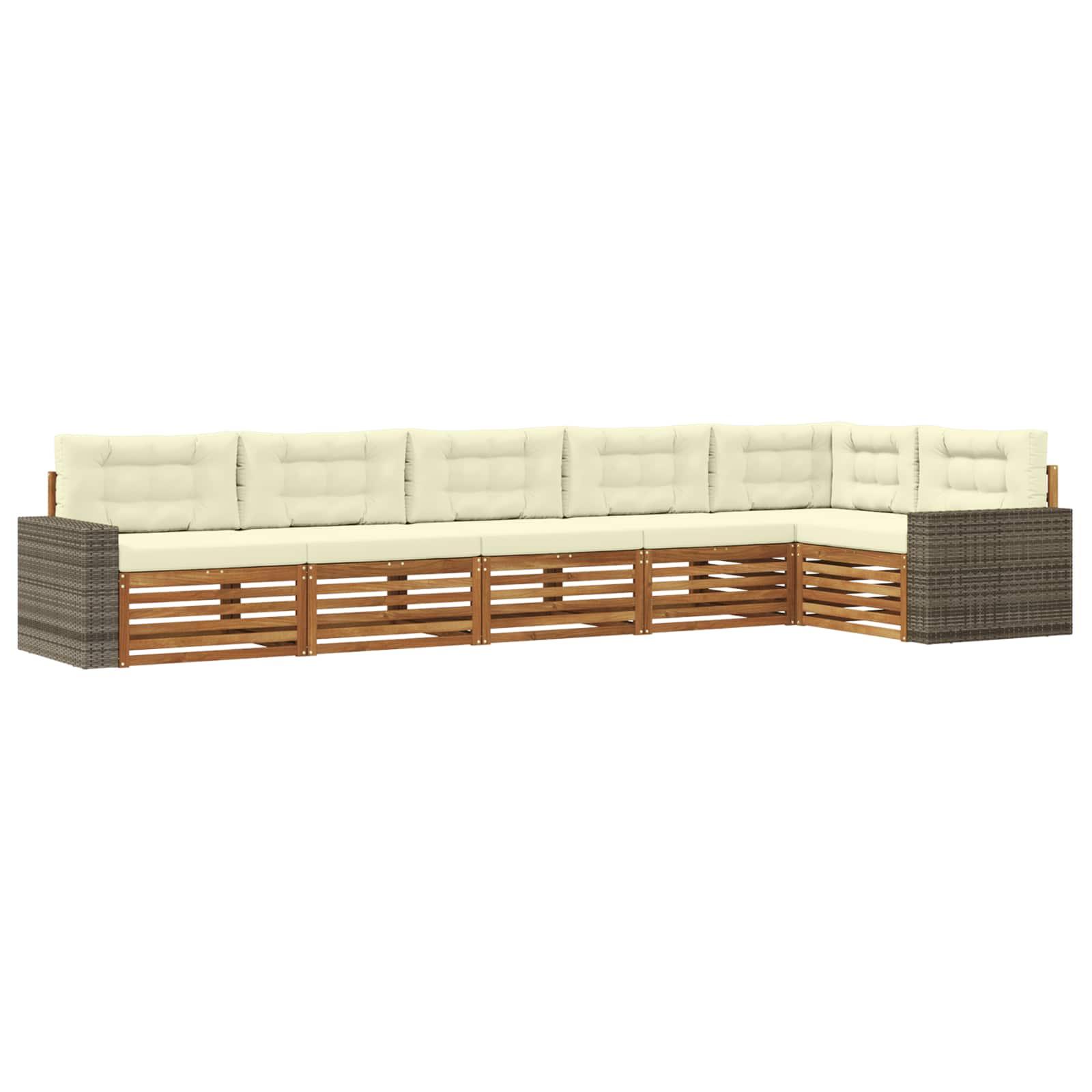 Udendørs sofagruppe 6 stk Naturlig og Fløde 402 x 172,5 x 73 cm