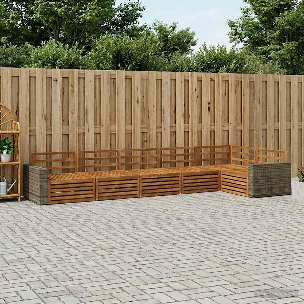Udendørs sofagruppe 6 stk Naturfarvet 402 x 172,5 x 73 cm