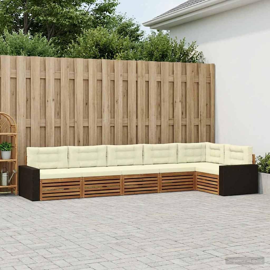 Udendørs sofagruppe 6 stk Naturlig og Fløde 402 x 172,5 x 73 cm