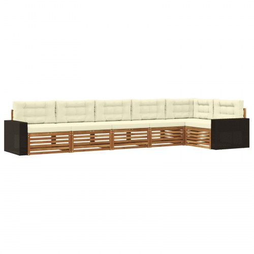 Udendørs sofagruppe 6 stk Naturlig og Fløde 402 x 172,5 x 73 cm